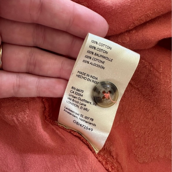 Anthropologie Pilcro Orange Textured Floral Button Front Midi Dress Womens Small - Picture 8 of 10